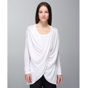 Lululemon Heathered White Twist And Wrap Top
